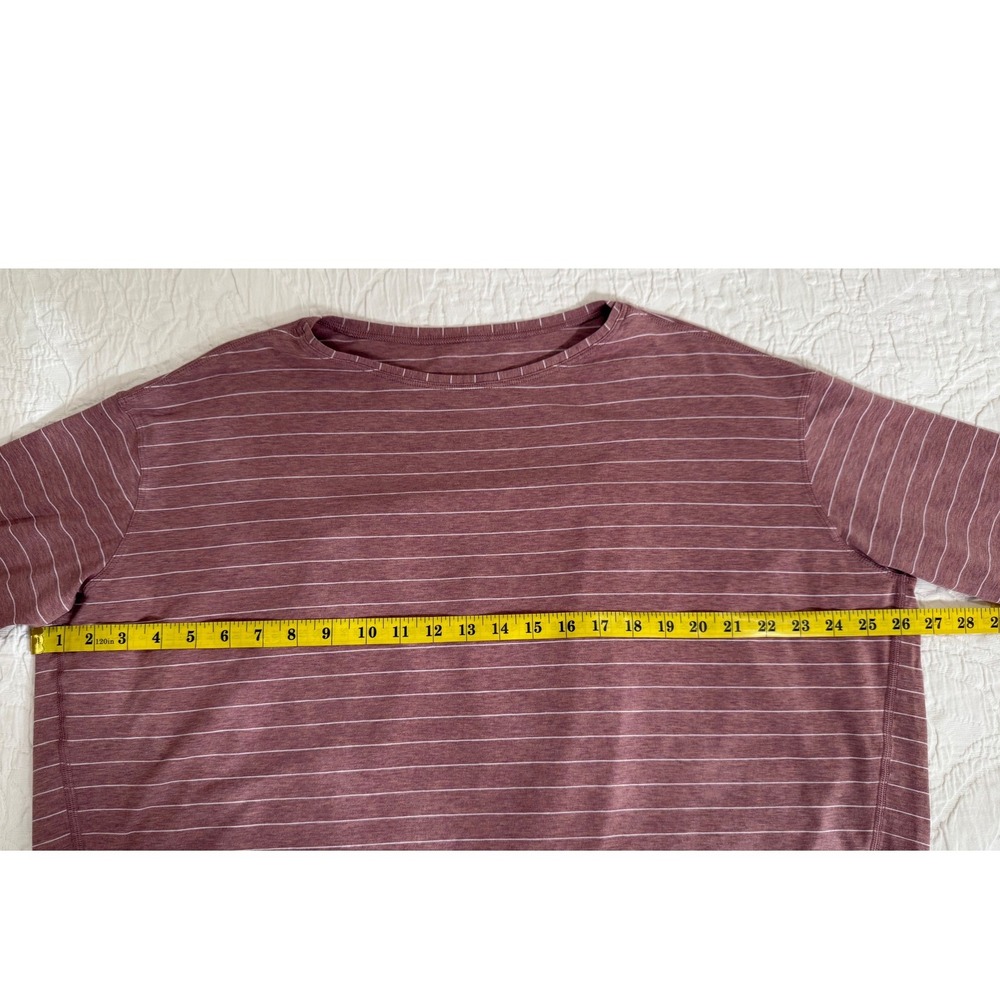 Lululemon Back in Action Striped Long Sleeve Size 12 Top Dusty Rose Women's #875 - Picture 7 of 7